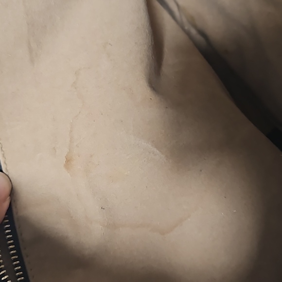 12.5×9 lg Soft black leather tan suede vintage Large purse  pull tag chain - Picture 16 of 17